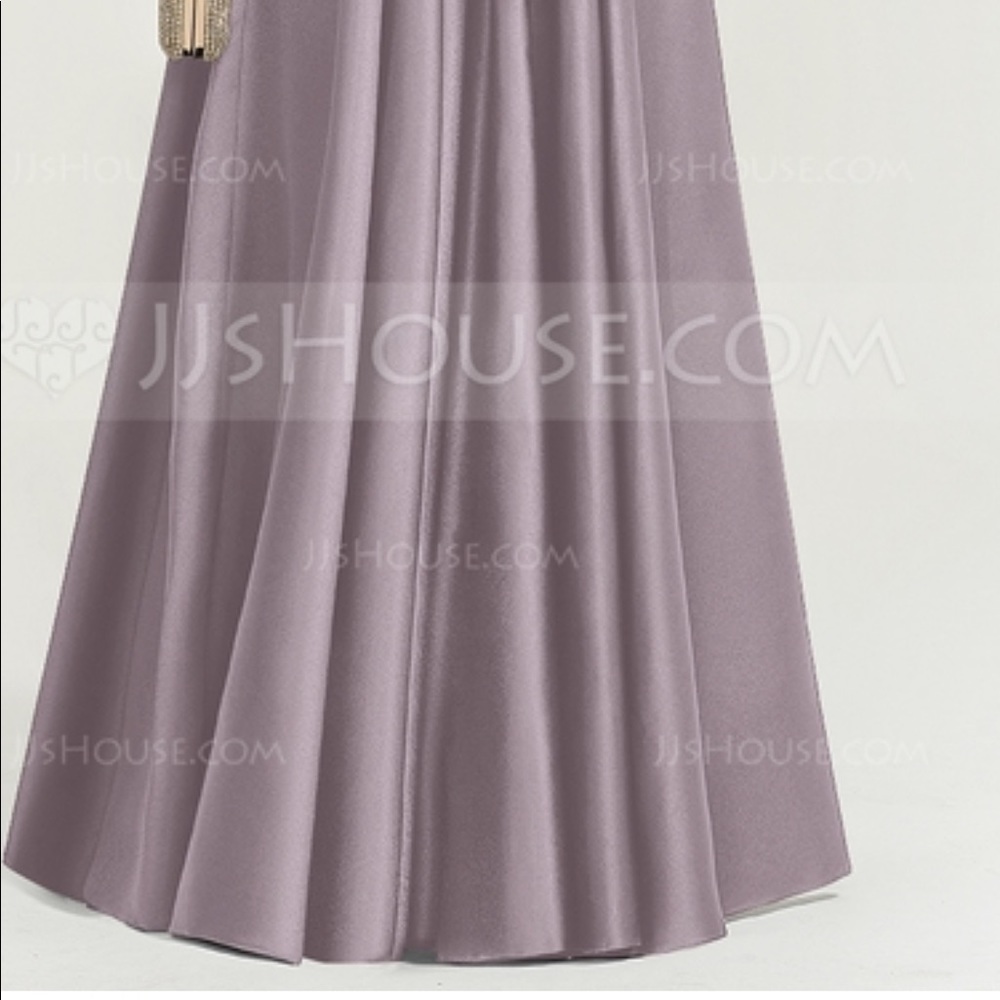 A-Line/Princess V-neck Satin Evening Dress - Picture 2 of 2